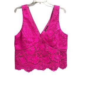 Generation Love Pink Lace Cropped Top Tank Style Blouse V-Neck Sz XL NEW
